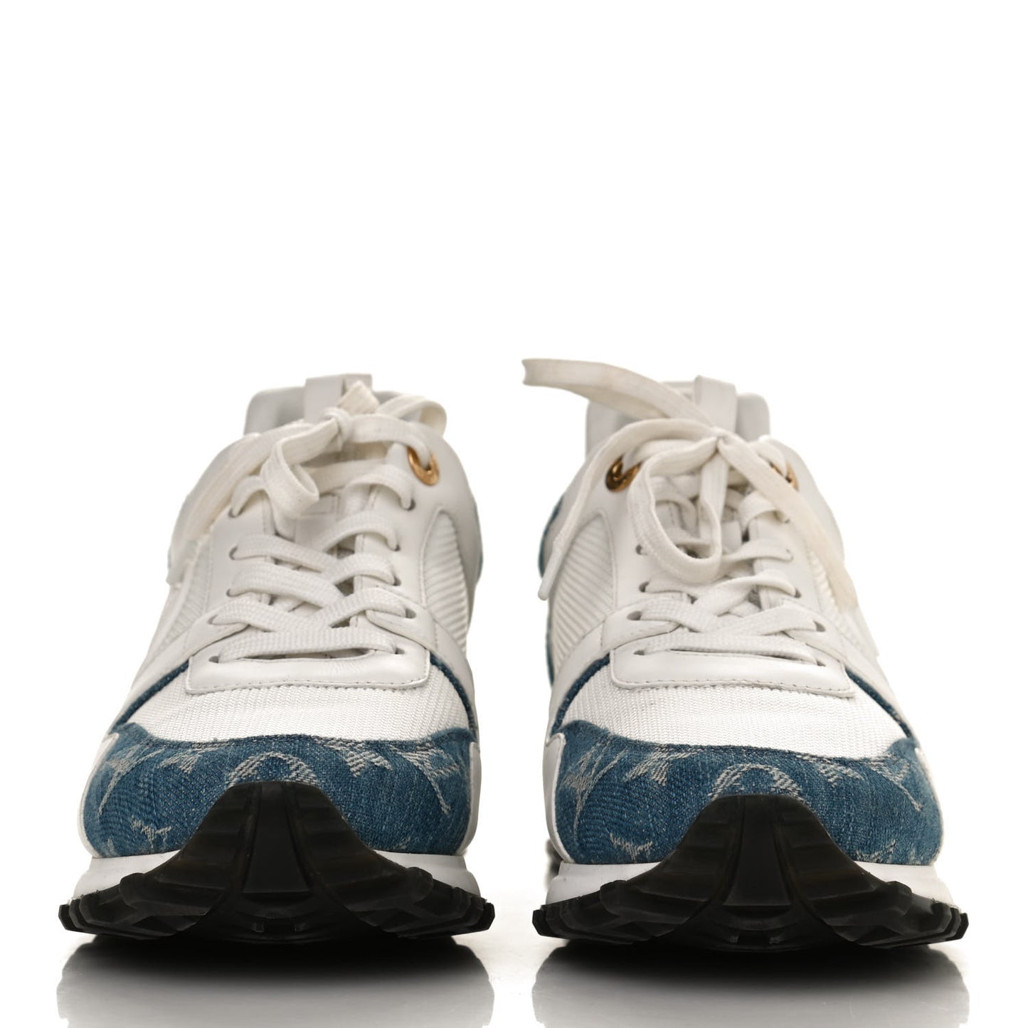 Calfskin Monogram Denim Run Away Sneakers 40 White