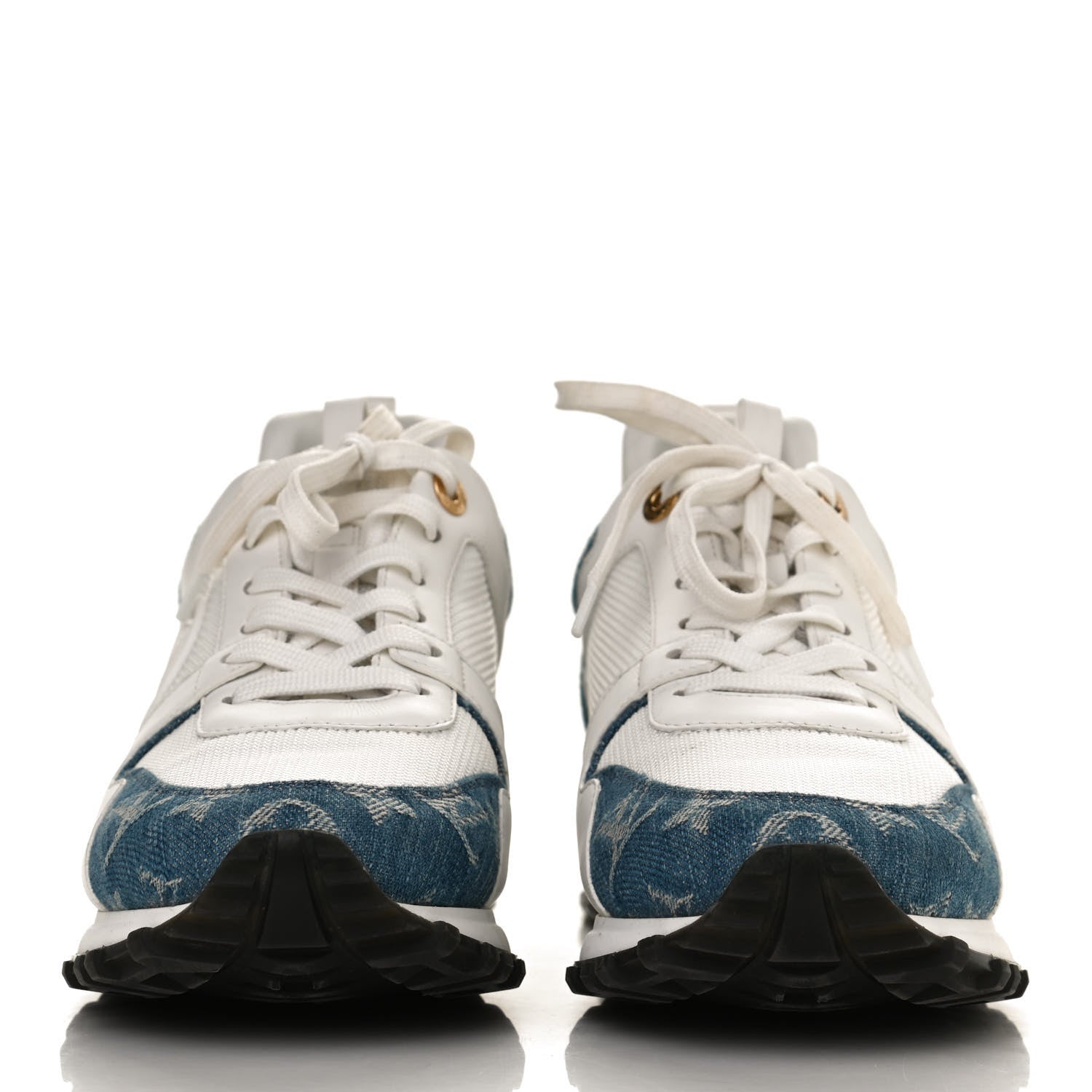 Louis Vuitton Calfskin Monogram Denim Run Away Sneakers 40 White 2 of 10