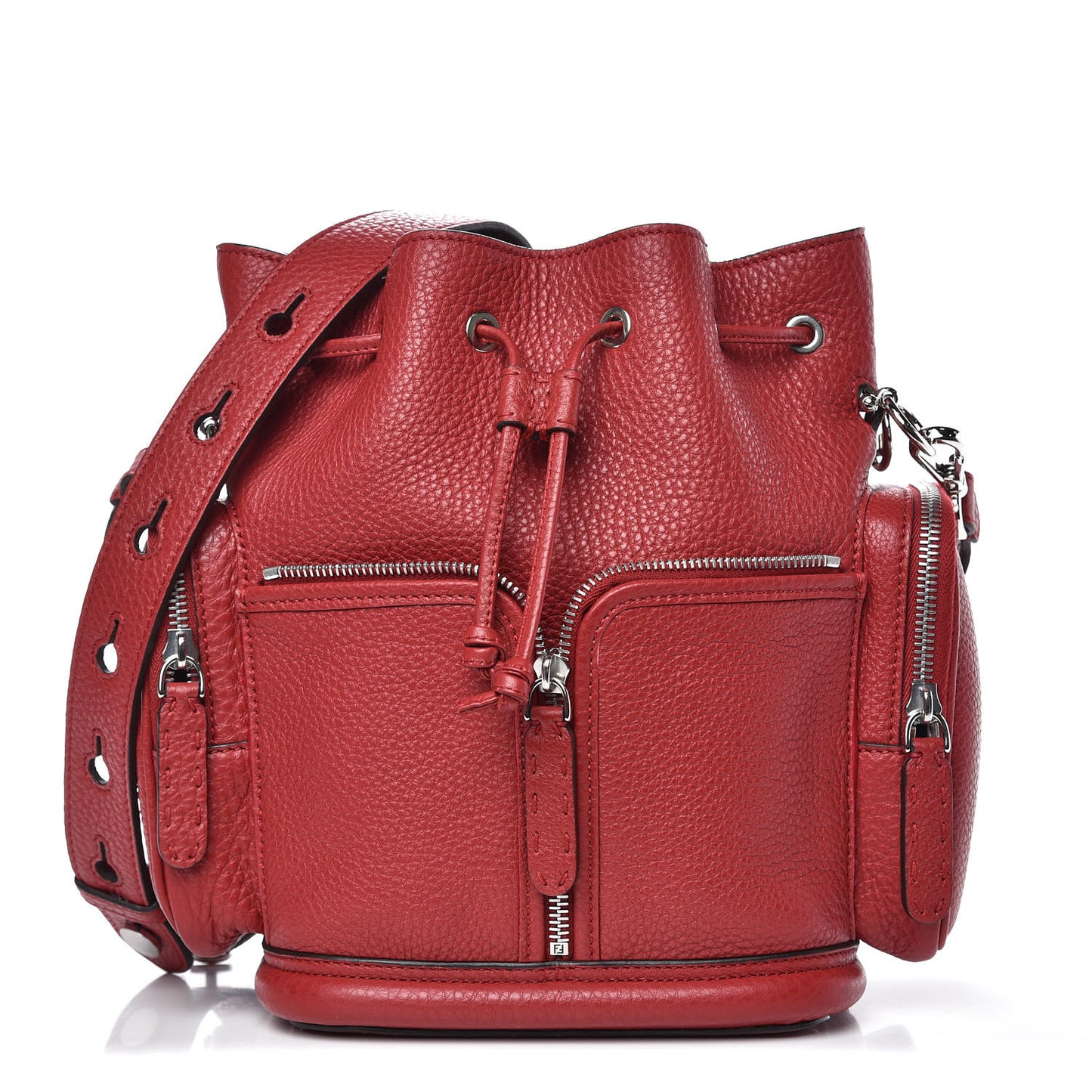 Cuoio Romano Selleria F is Fendi Grande Mon Tresor Pocket Bucket Bag Rosso