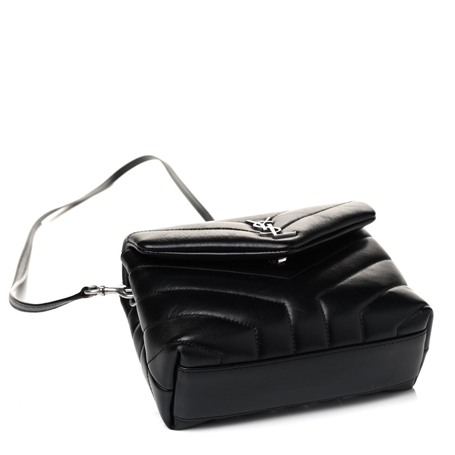 Calfskin Y Quilted Monogram Toy Loulou Crossbody Bag Black