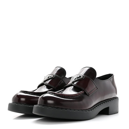 Prada Spazzolato Metal Triangle Logo 50mm Loafers 39 Bruciatio Fume 3 of 10