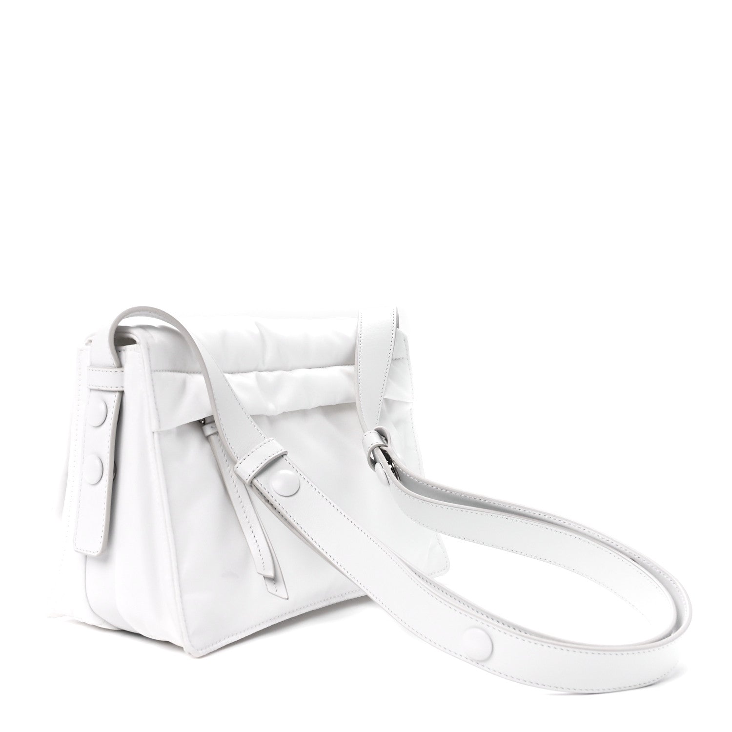 Prada Re-Nylon Vitello Padded Small Flap Shoulder Bag White 3 of 12