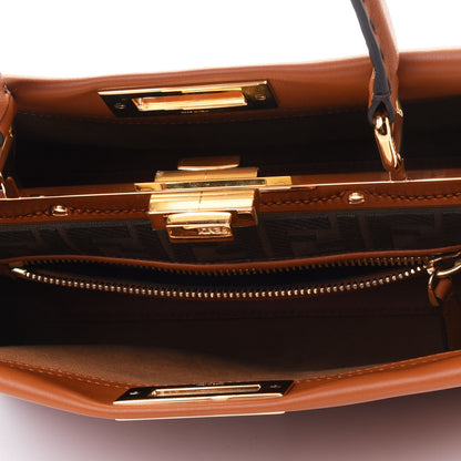 Fendi Vitello Seta Canvas FF Embroidered Medium Peekaboo Iconic Satchel Brandy Amazzonia 4 of 4