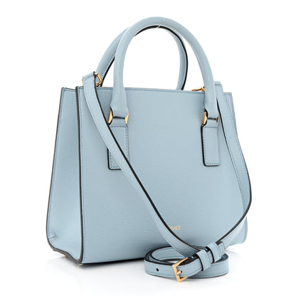 Versace Grainy Calfskin Virtus Top Handle Tote Light Blue 3 of 11