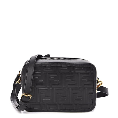 Fendi Vitello Century FF 1974 Embossed Mini Camera Case Black 1 of 11