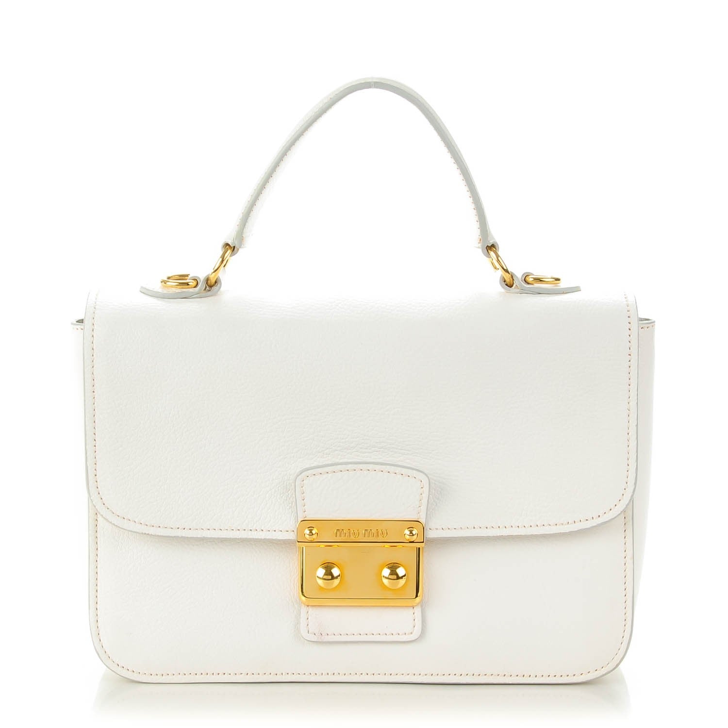 Miu Miu Goatskin Madras Shoulder Bag Bianco 1 of 8