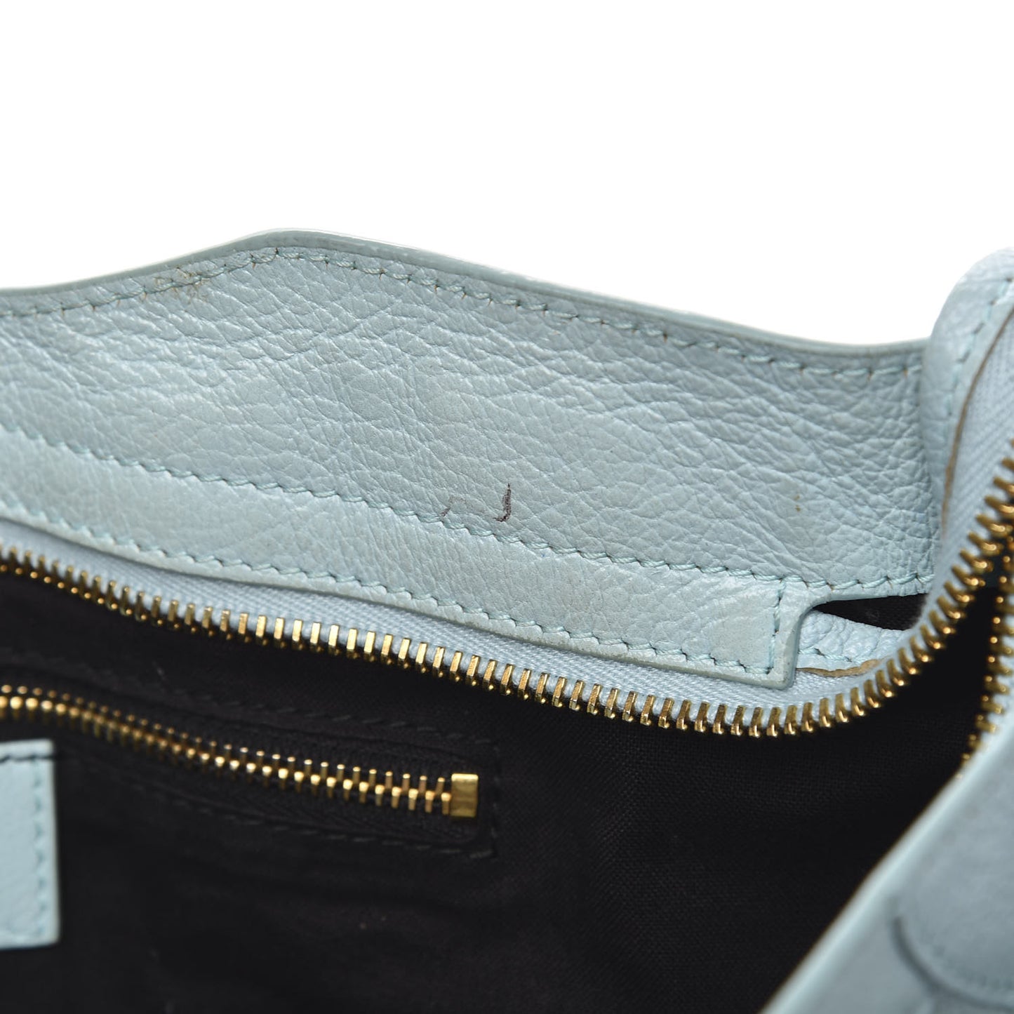 Chevre Gold Metallic Edge Hardware City Bleu Azur