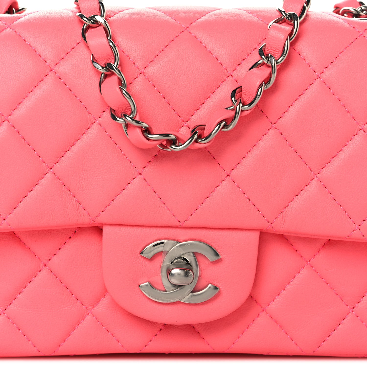 Chanel Lambskin Quilted Mini Rectangular Flap Pink 8 of 10