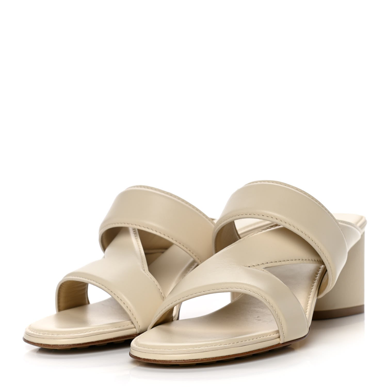 Bottega Veneta Vienna Calfskin The Band Cross Strap Mule Sandals 37 Sea Salt 3 of 10