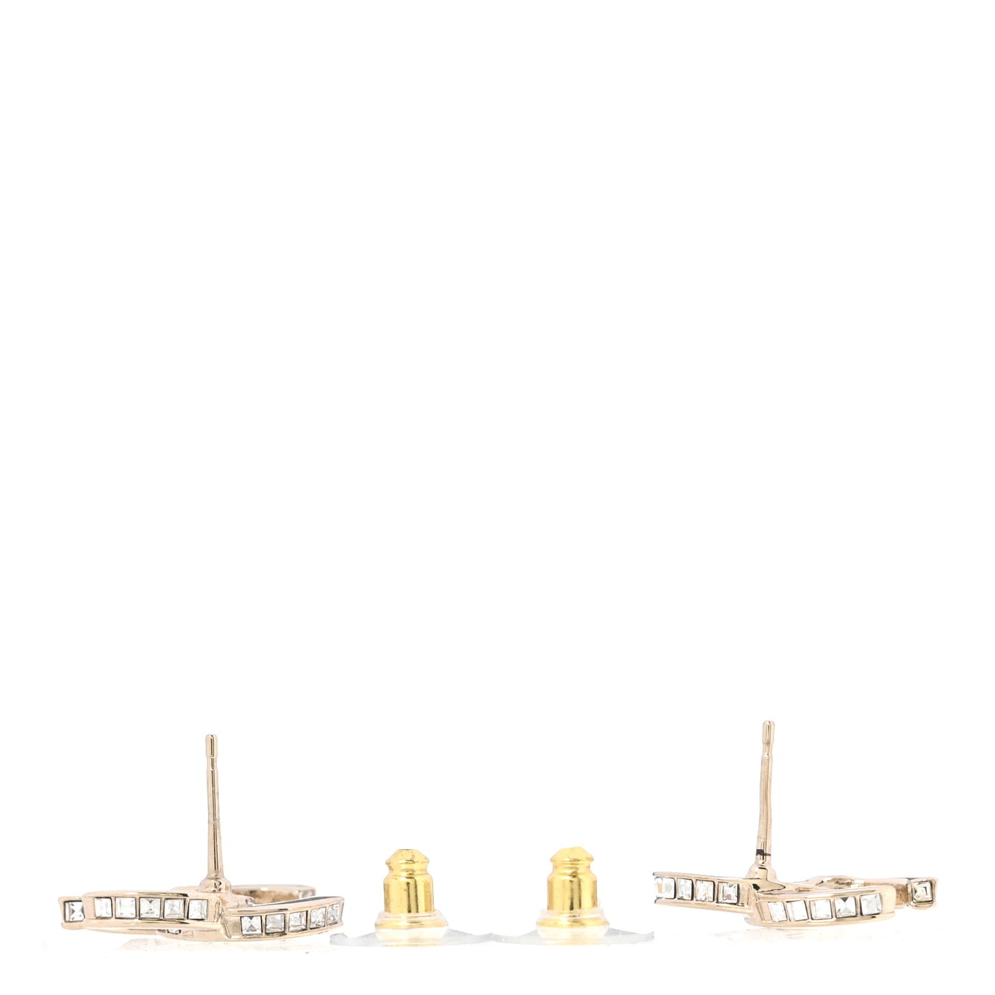 Metal Crystal CC Earrings
