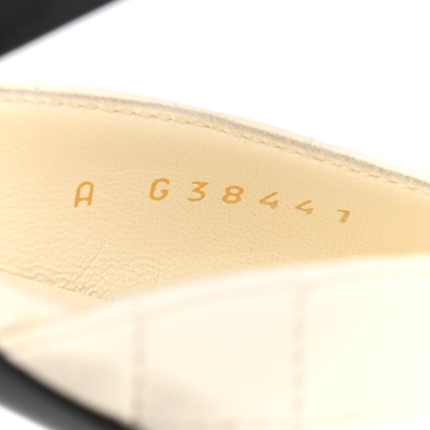 Patent Lambskin Quilted Cap Toe Ballerina Flats 35 Ivory Black