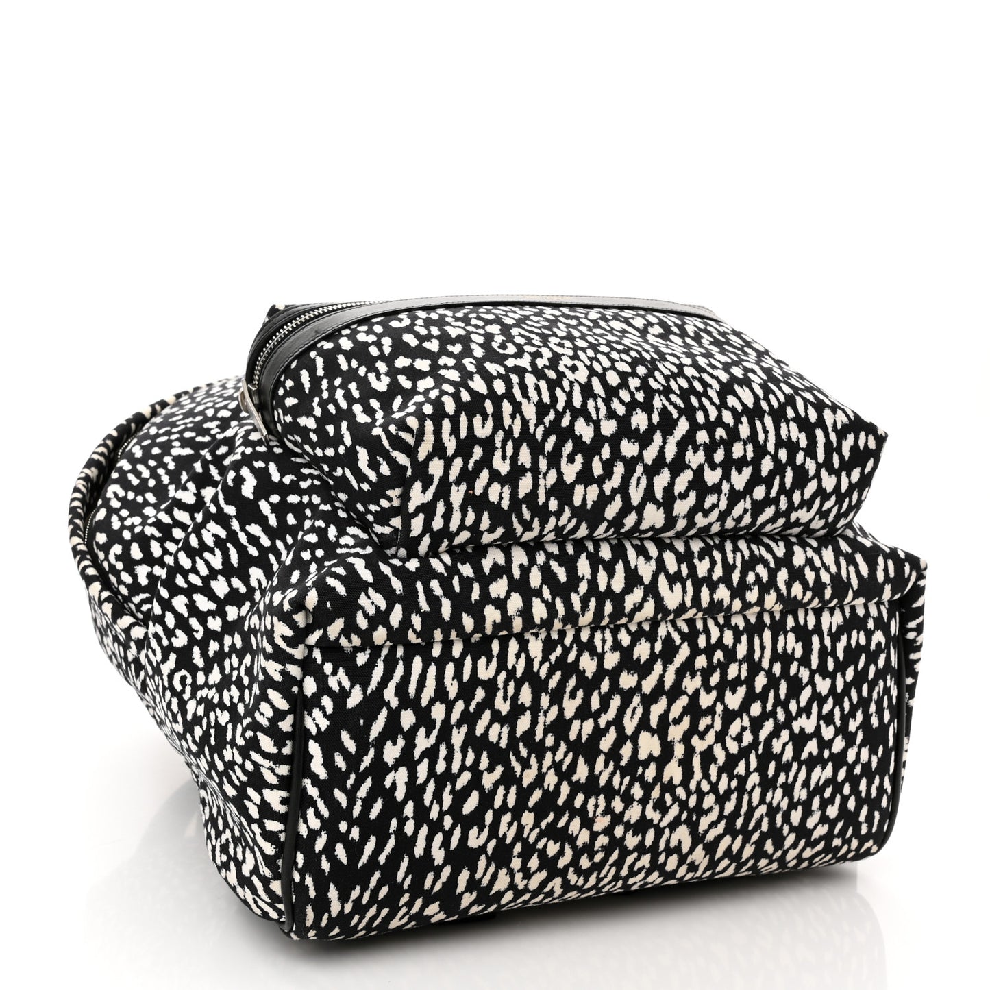 Canvas Leopard Print City Backpack Black White