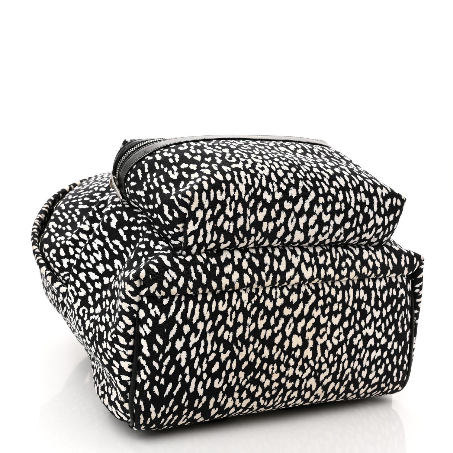 Saint Laurent Canvas Leopard Print City Backpack Black White 4 of 10