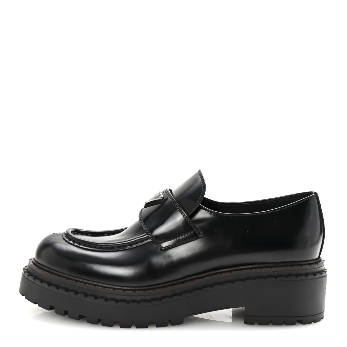Spazzolato Triangle Logo Monolith Pointy 55mm Loafers 41 Black