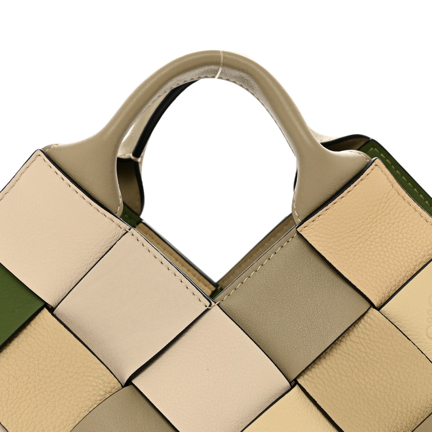 Calfskin Woven Small The Surplus Collection Basket Bag Avocado Ivory