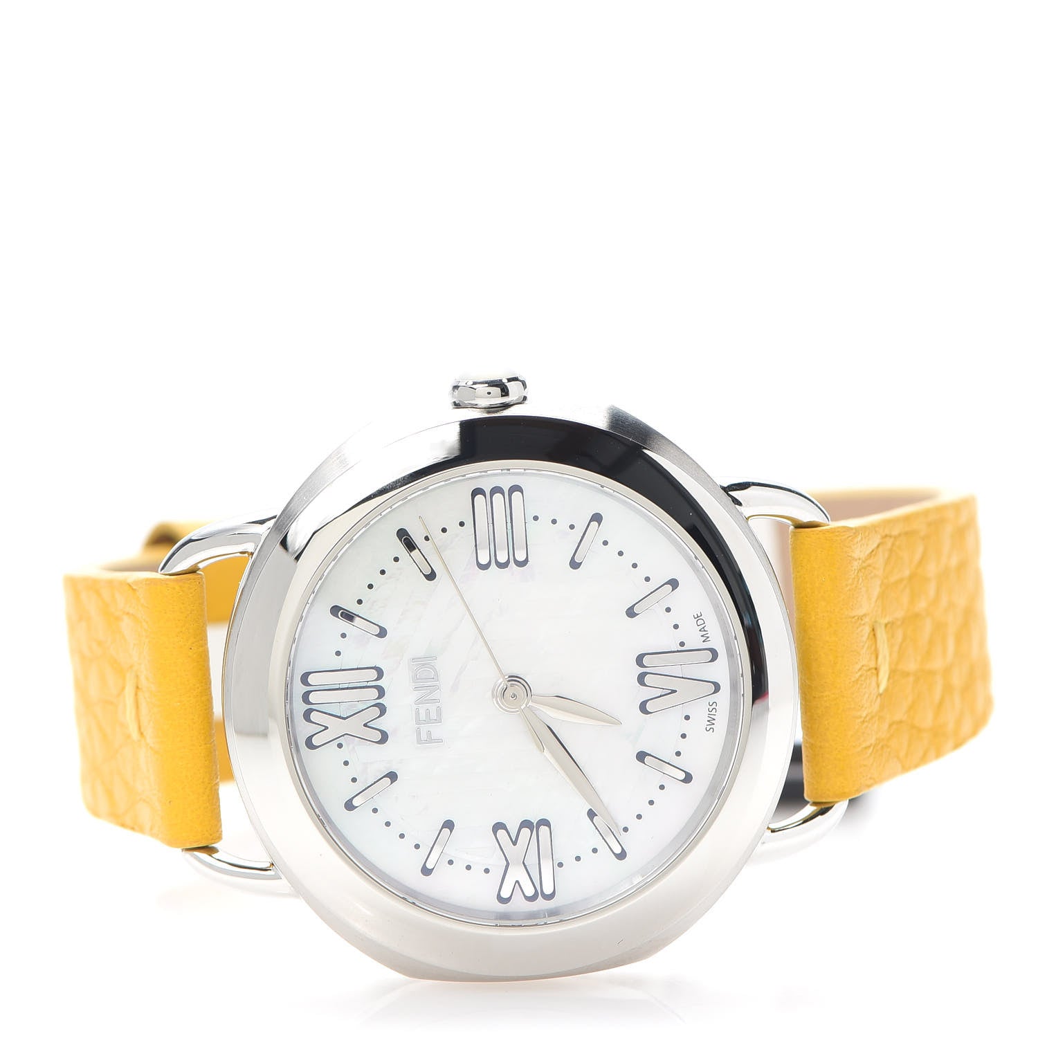 Fendi Stainless Steel Calfskin Mother of Pearl 36mm Selleria Quartz Watch Yellow 2 of 5