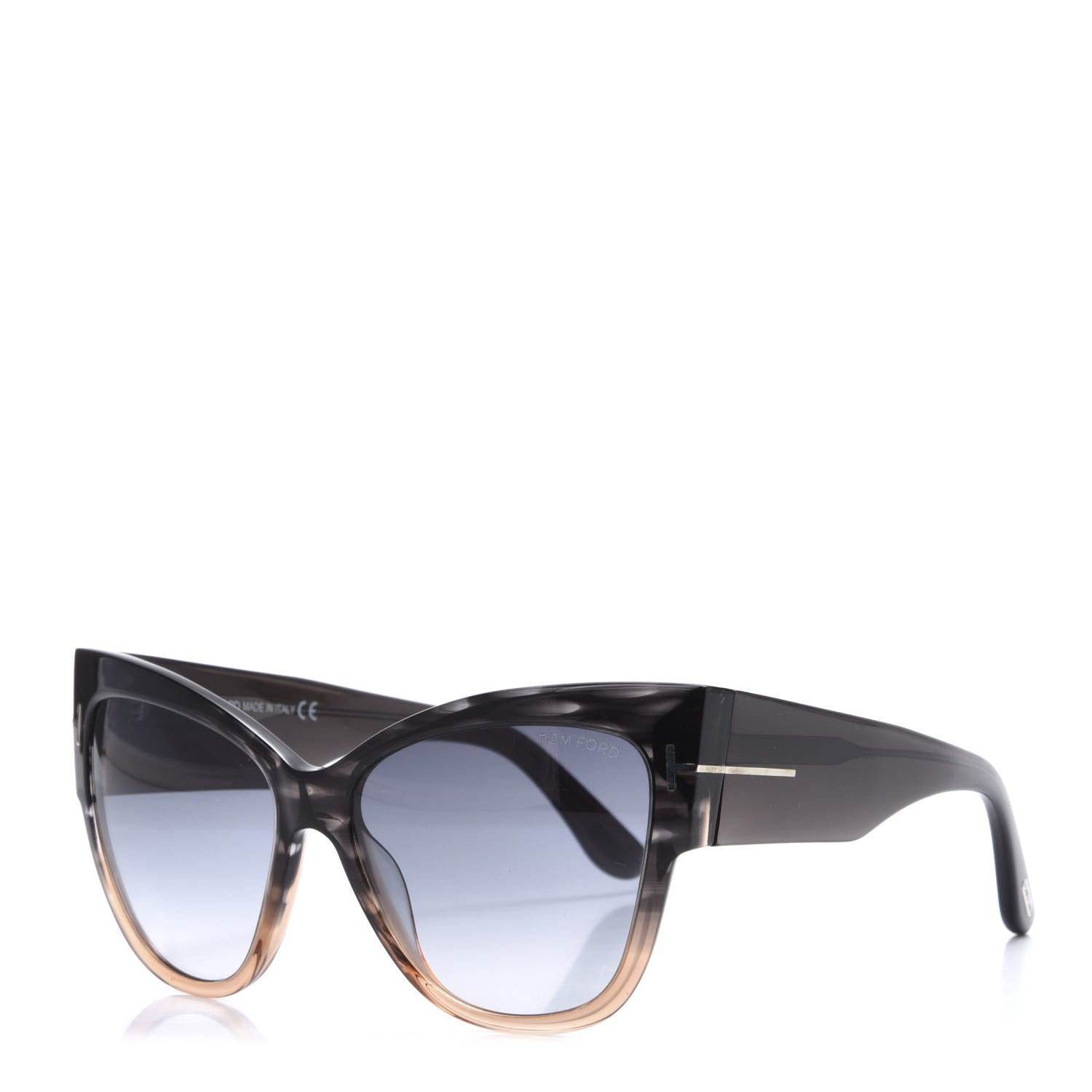 Tom Ford Acetate Anoushka Cat Eye Sunglasses TF371 Melange Grey Peach 1 of 7