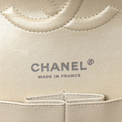Chanel Metallic Goatskin Quilted Ombre Medium Double Flap Grey Green 7 of 10