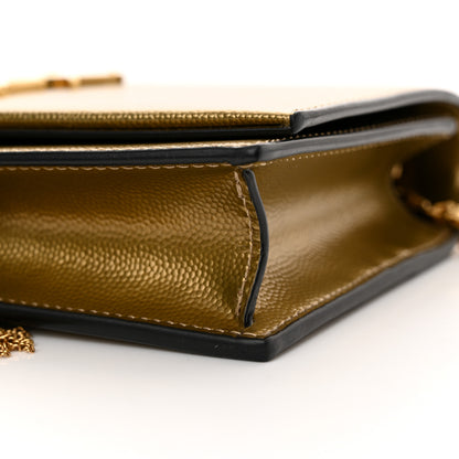 Saint Laurent Metallic Grain De Poudre Kate Monogram Tassel Chain Wallet Gold 11 of 12
