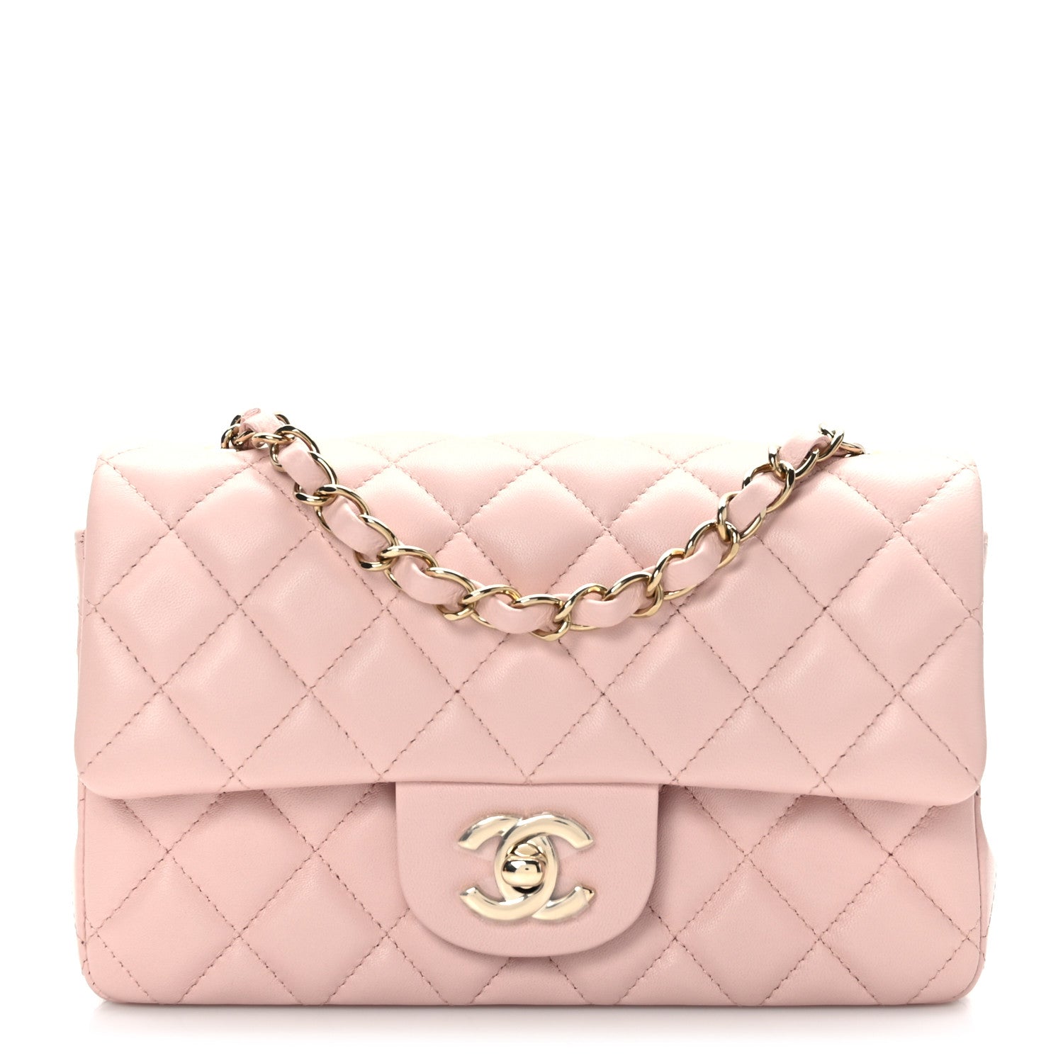Chanel Lambskin Quilted Mini Rectangular Flap Light Pink 1 of 9