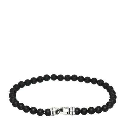 David Yurman Sterling Silver Black Onyx 6mm Spiritual Beads Bracelet 3 of 4