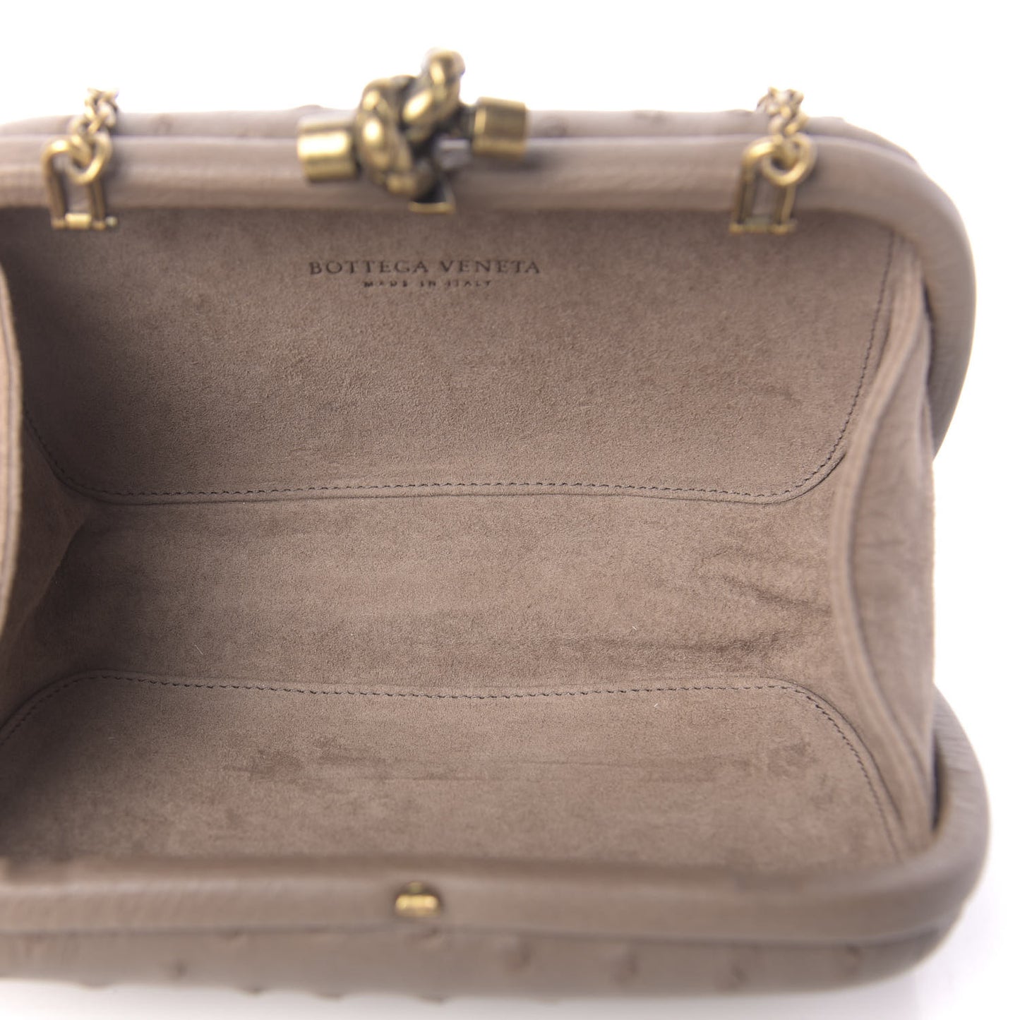 Ostrich Chain Knot Clutch New Steel