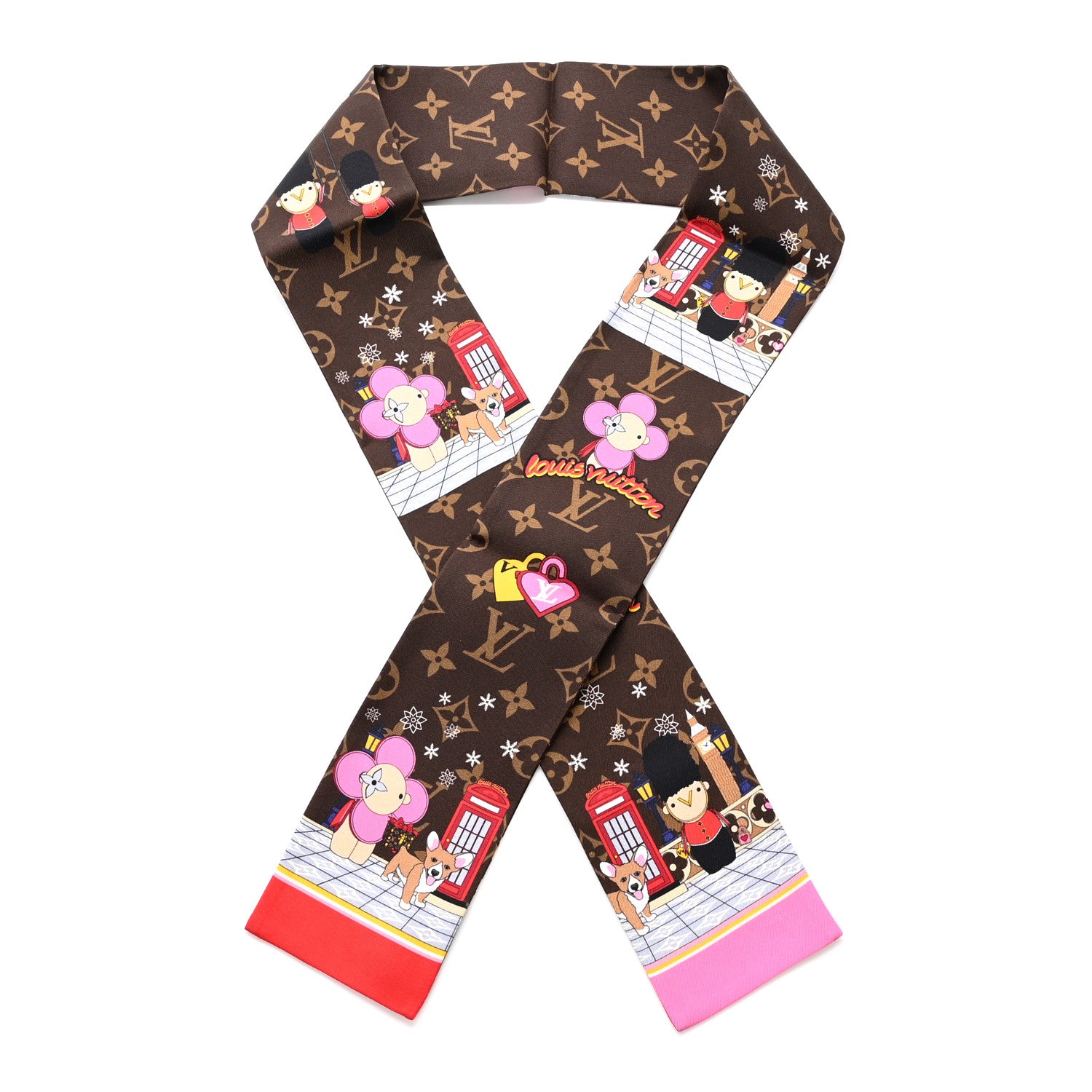 Louis Vuitton Silk Monogram 2021 London Christmas Animation Bandeau Marron 1 of 6
