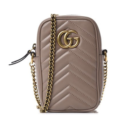 Gucci Calfskin Matelasse Mini GG Marmont Crossbody Bag Porcelain Rose 1 of 10