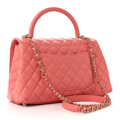 Chanel Caviar Quilted Small Coco Handle Flap Pink 3 of 9
