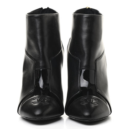 Chanel Patent Lambskin CC Cap Toe Ankle Booties 37 Black 3 of 9