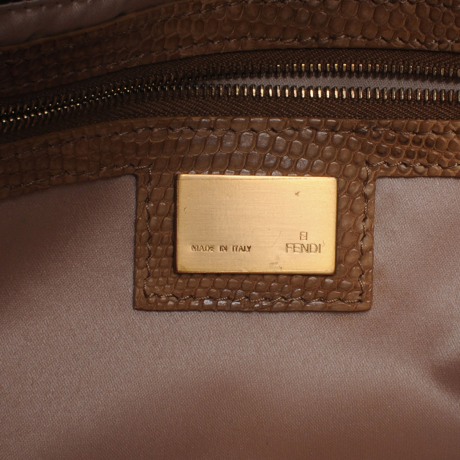 Fendi Zucca Lizard Beaded Baguette Tobacco 7 of 8