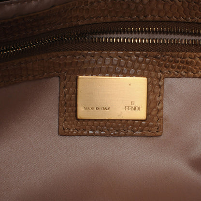 Fendi Zucca Lizard Beaded Baguette Tobacco 7 of 8