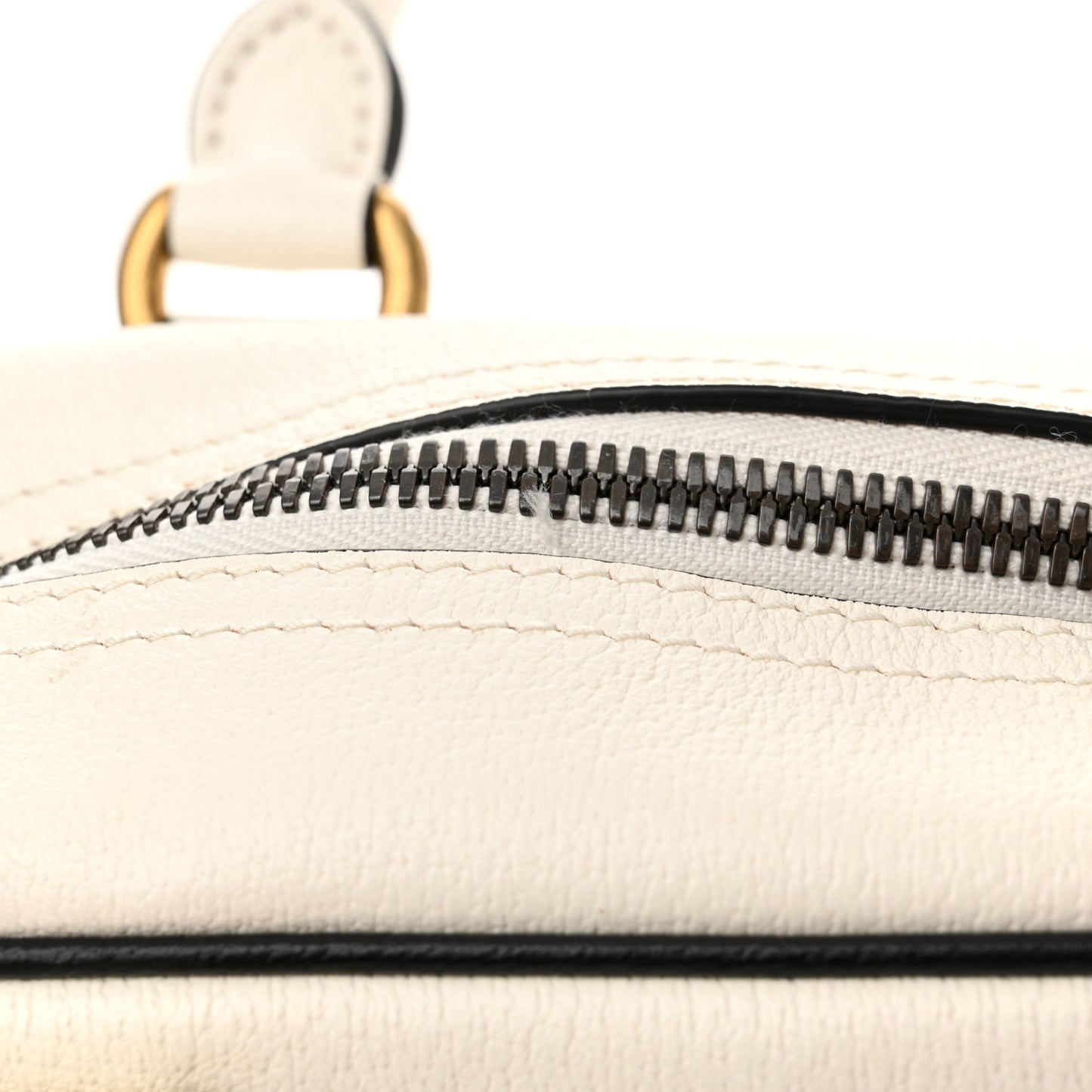 X ADIDAS Textured Dollar Calfskin Web Trefoil Logo Embossed Mini Bowling Bag Off White