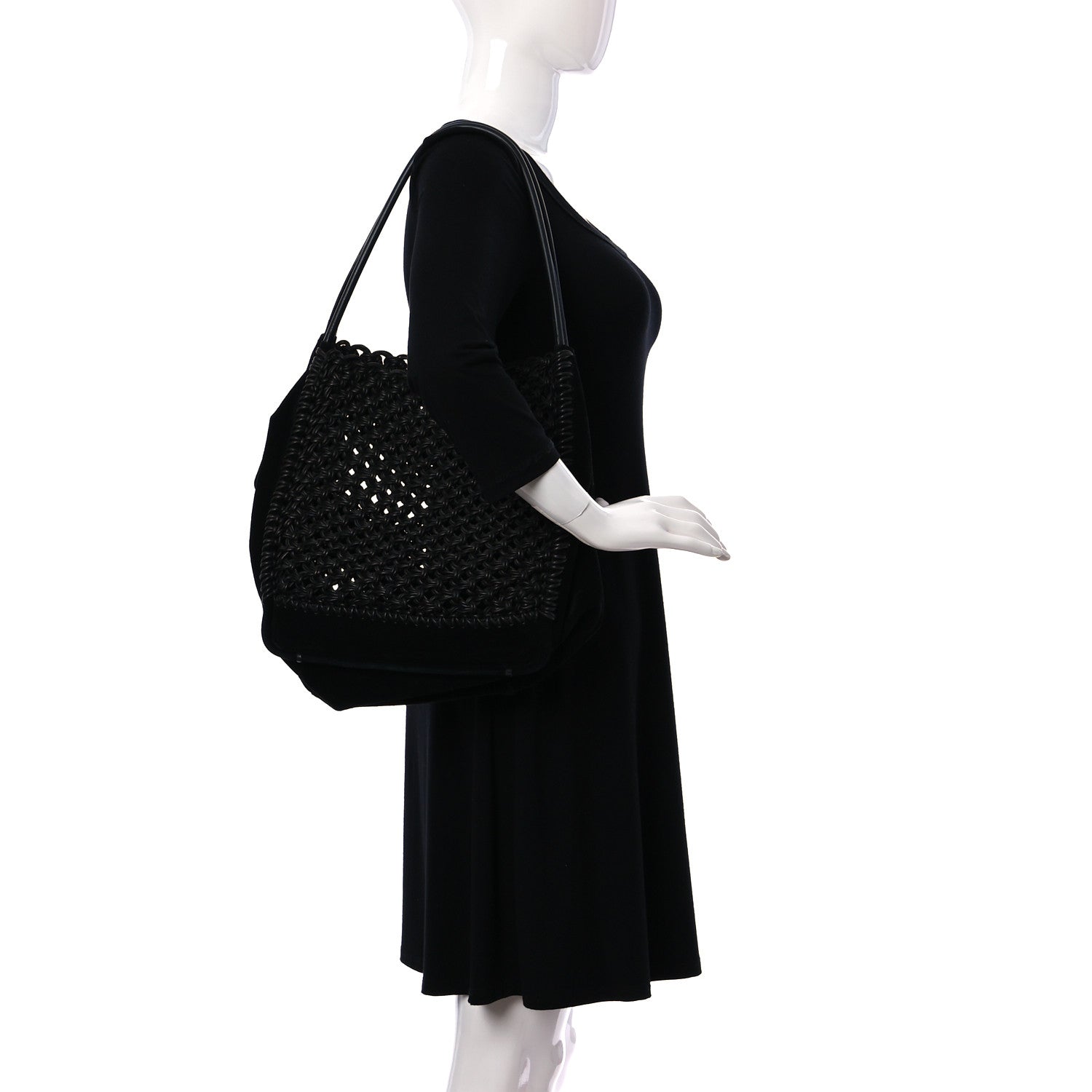 Proenza Schouler Calfskin Suede Large Macrame Tote Black 2 of 10