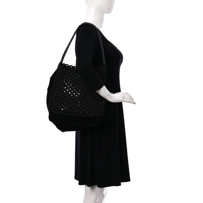 Proenza Schouler Calfskin Suede Large Macrame Tote Black 2 of 10