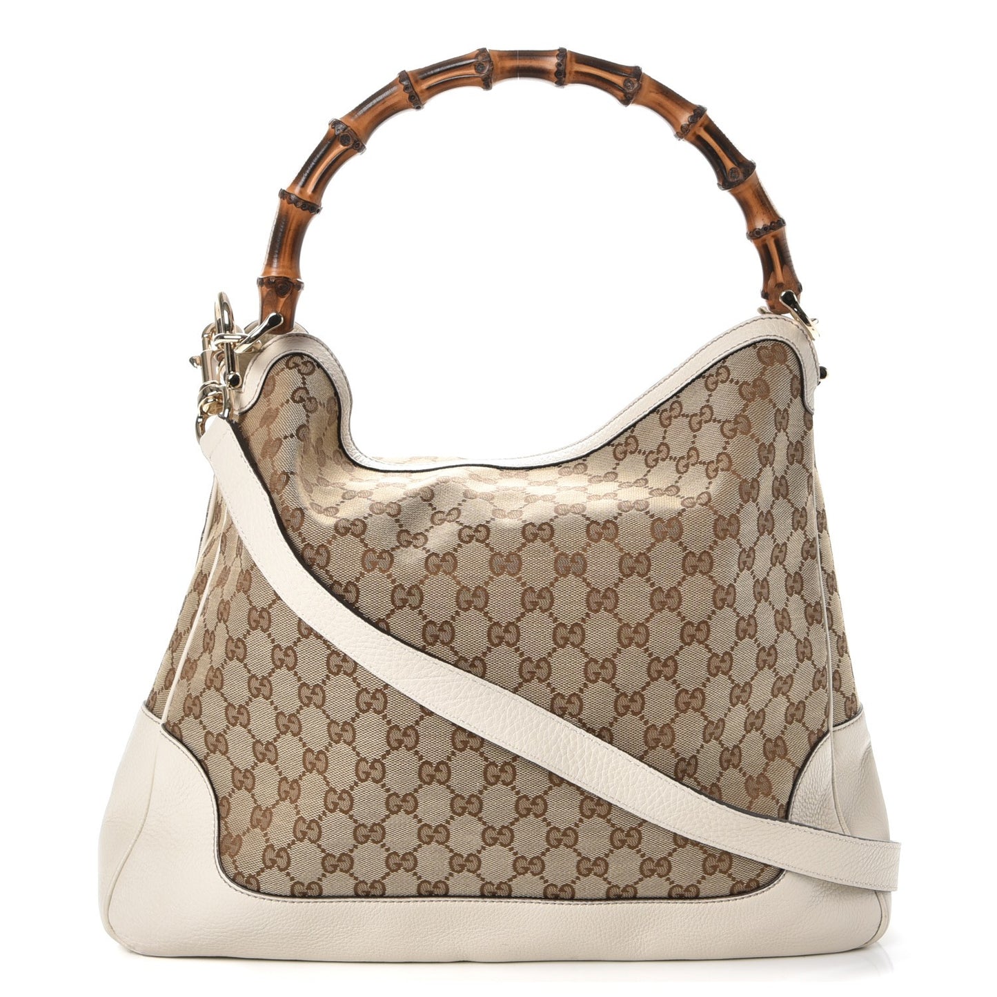 Monogram Medium Diana Bamboo Shoulder Bag Off White