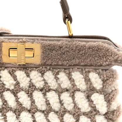 Fendi Curly Shearling Nappa Bi-Color Small Peekaboo I SEE U Satchel Tartufo White 9 of 11