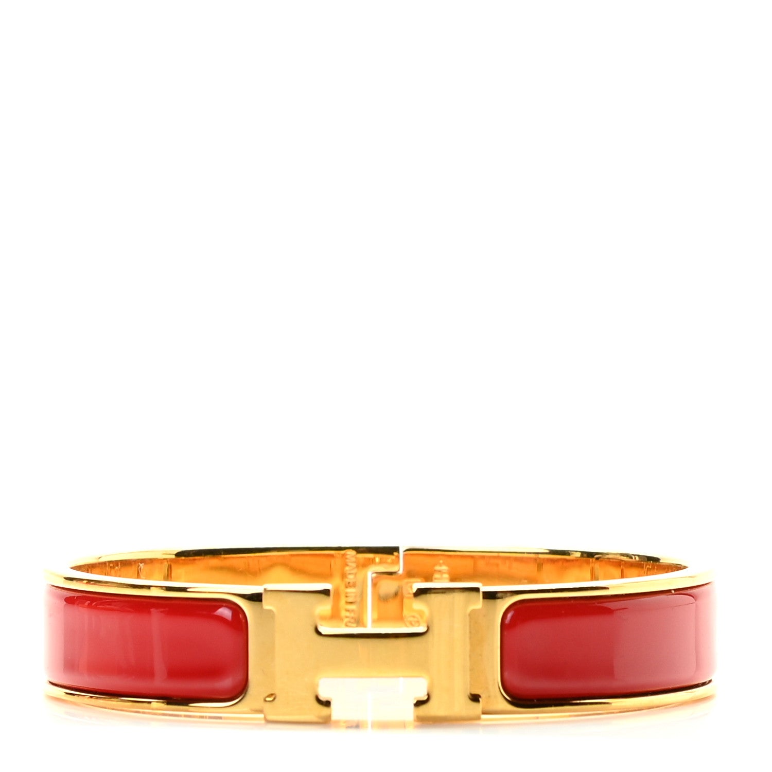 Hermes Enamel Narrow Clic Clac H Bracelet PM Rouge Vif 1 of 5