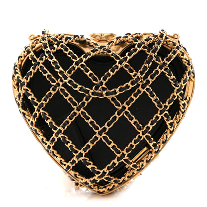 Chanel Metal Lambskin Quilted CC Heart Minaudiere Crossbody Black 1 of 12