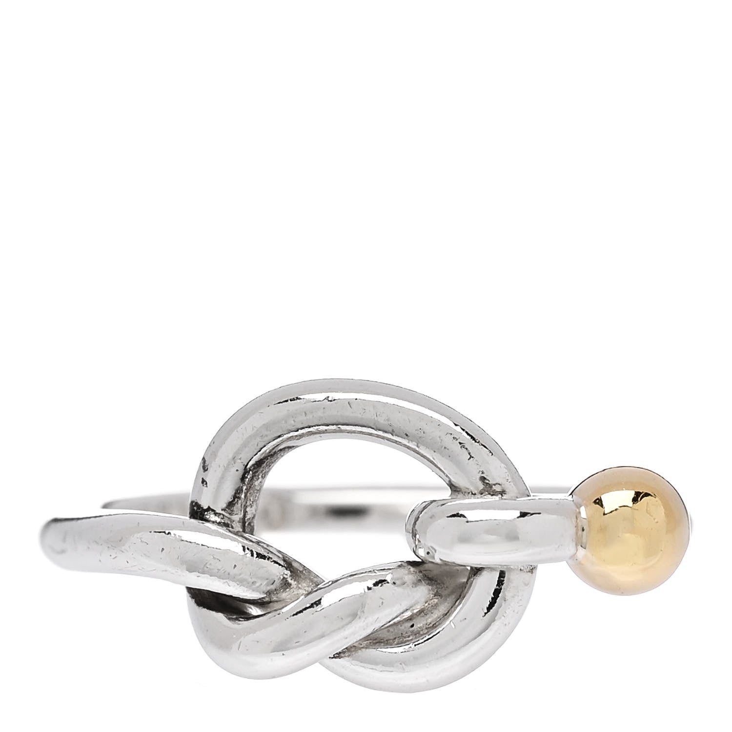 Tiffany Sterling Silver 18K Yellow Gold Love Knot Ring 50 5.5 1 of 4