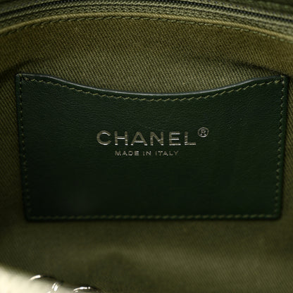 Chanel Denim Camellia Embroidered Shopping Tote Green 6 of 10