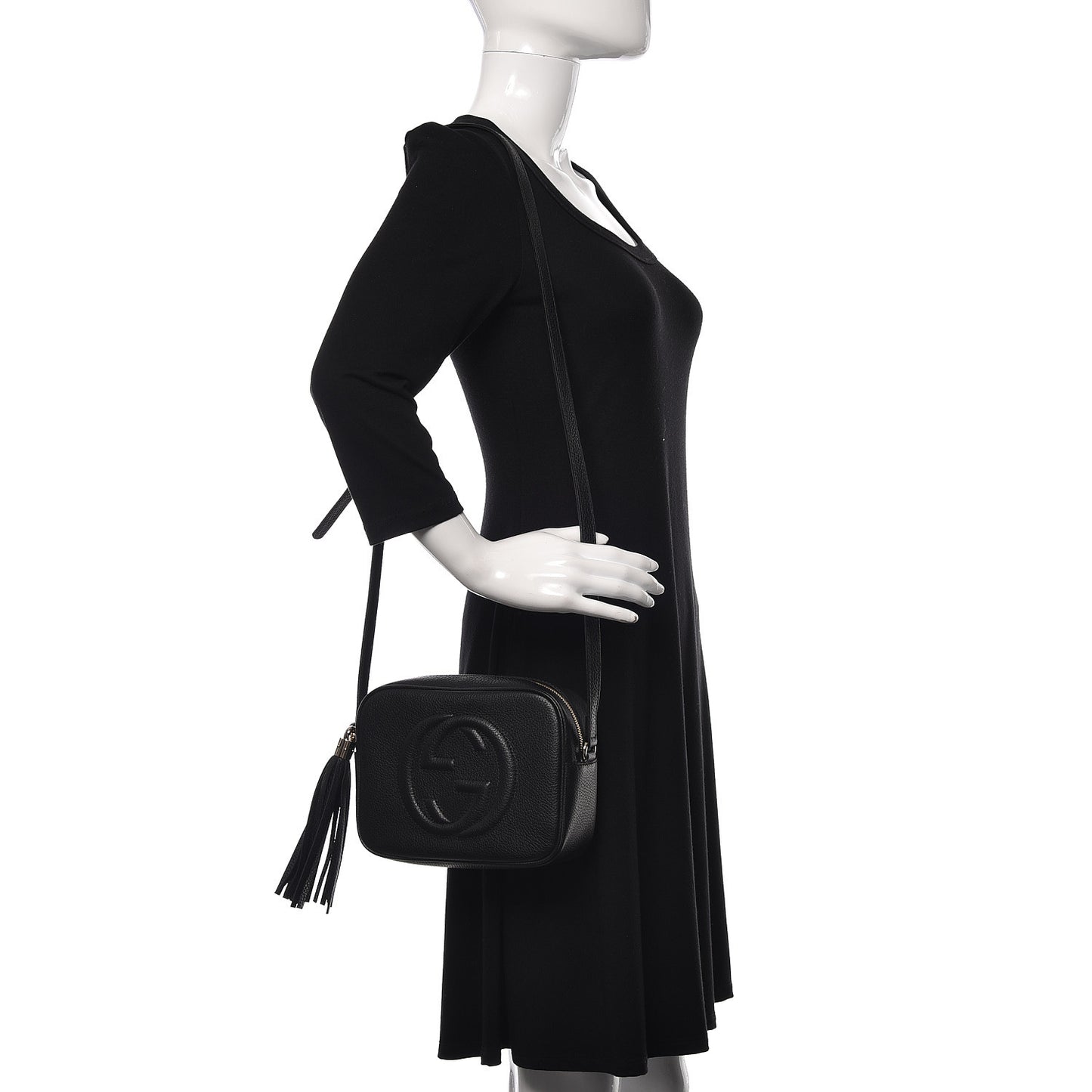 Pebbled Calfskin Small Soho Disco Bag Black