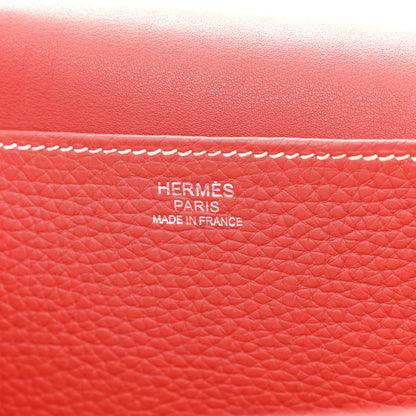 Hermes Taurillon Clemence Verso Halzan 31 GM Rouge Casaque Vermillion 6 of 11