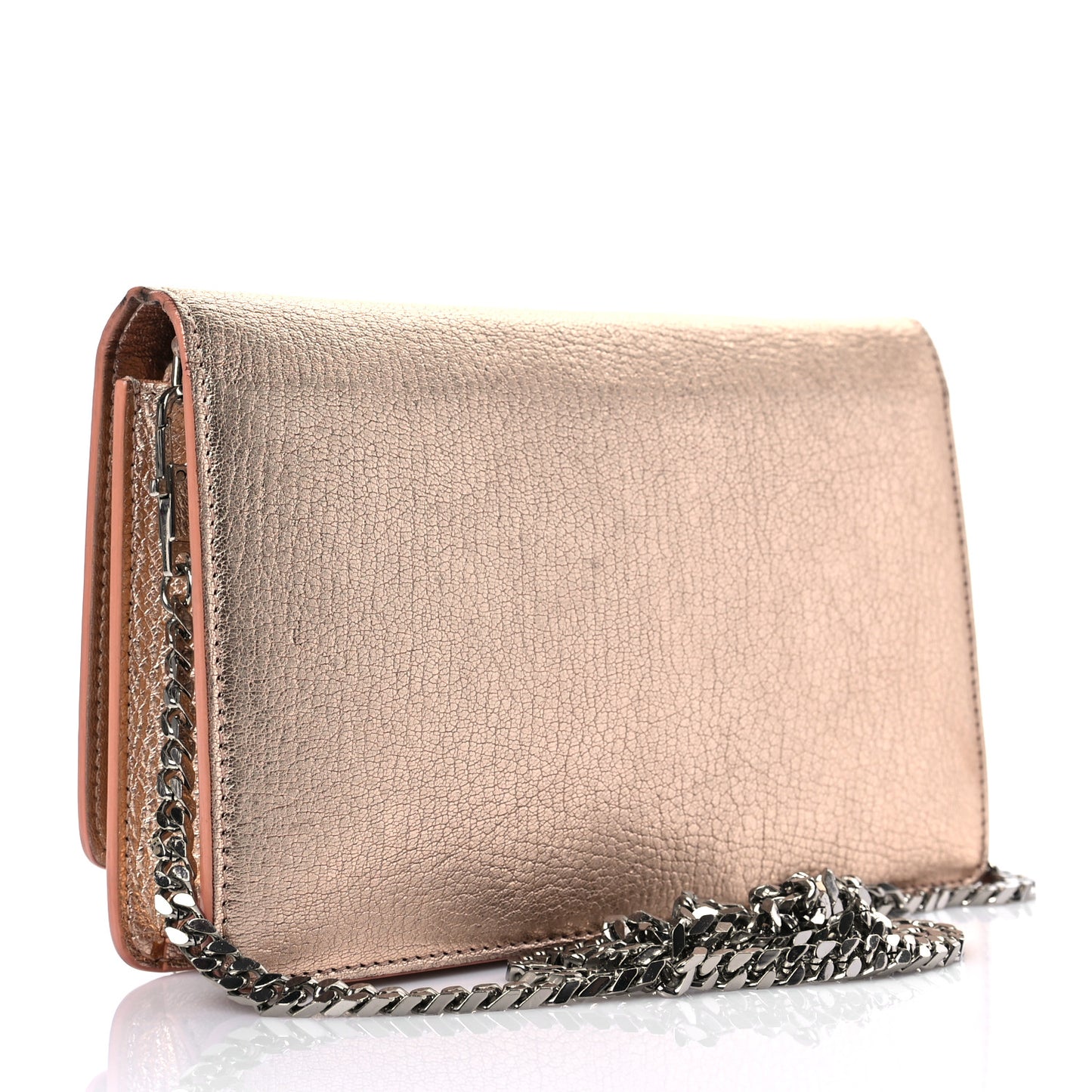 Metallic Calfskin Pandora Chain Wallet Light Pink