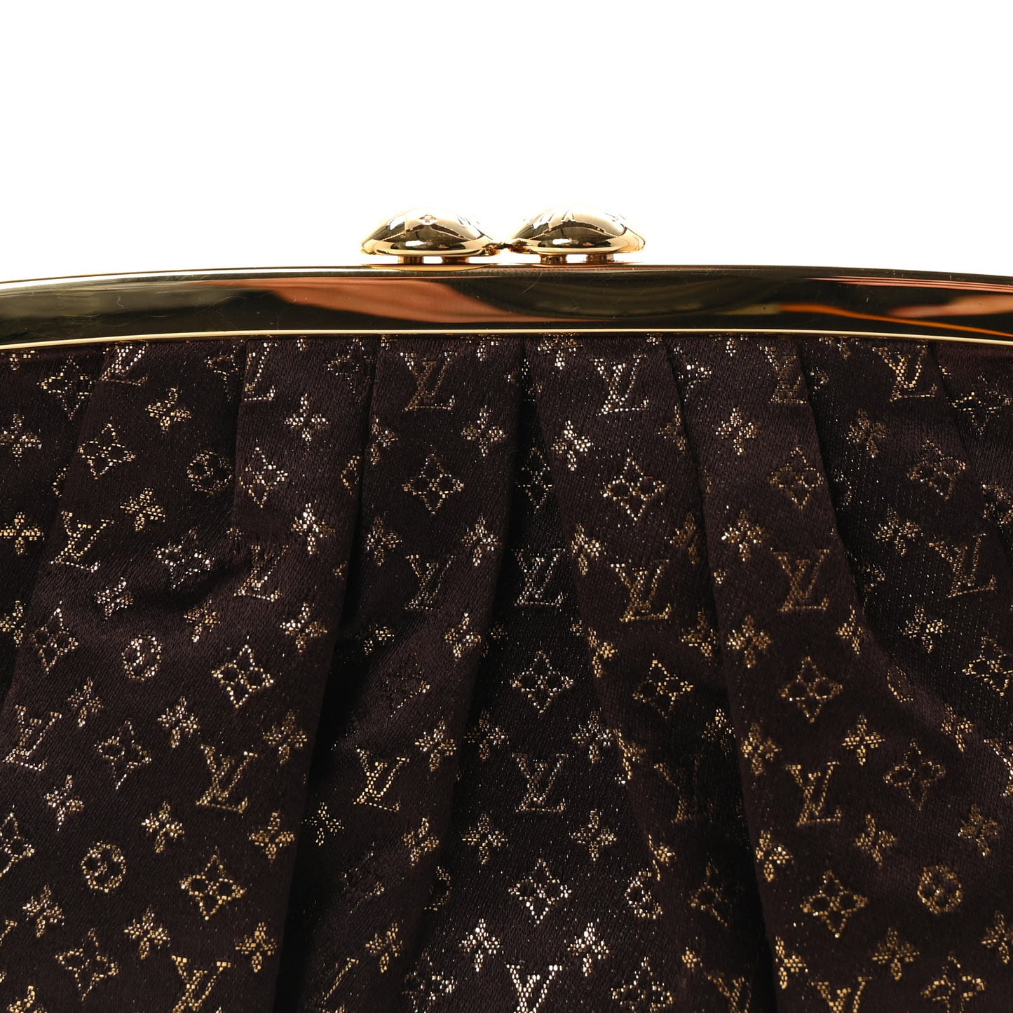 Satin Monogram Aumoniere Clutch Brown