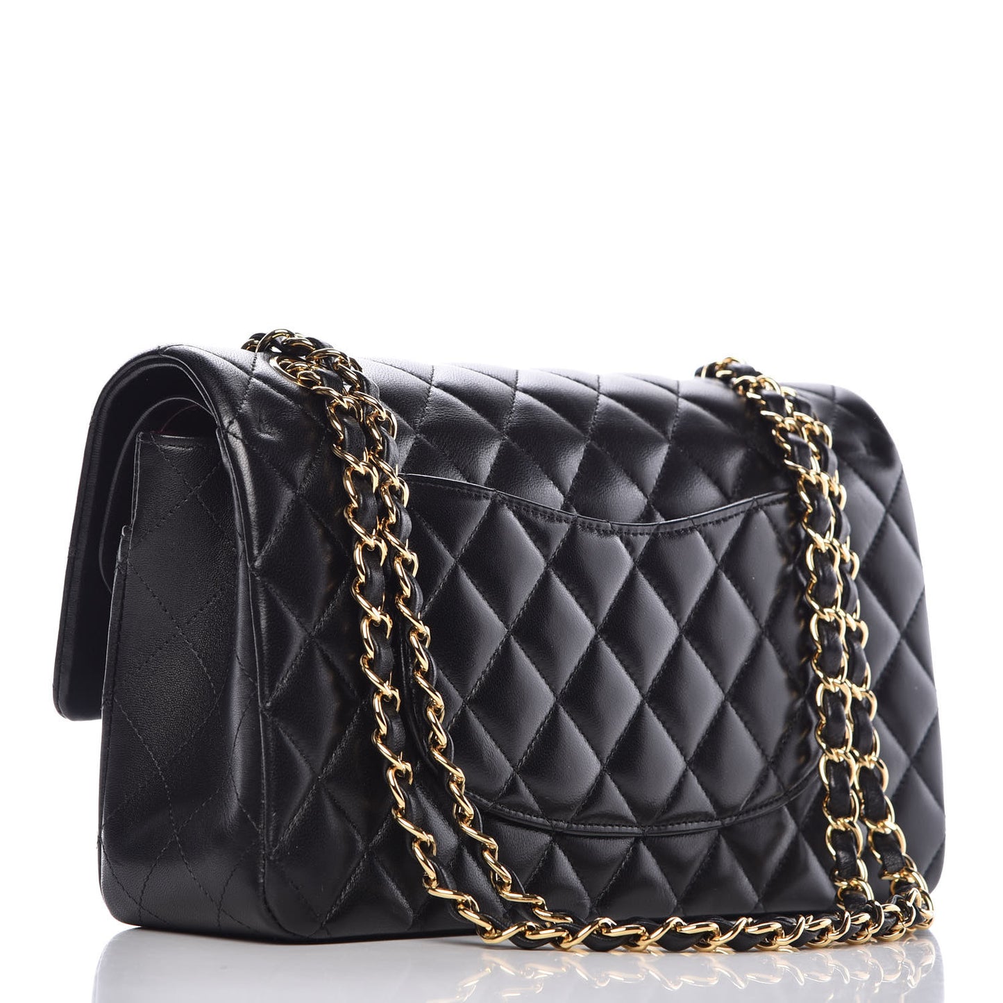 Lambskin Quilted Medium Double Flap Black