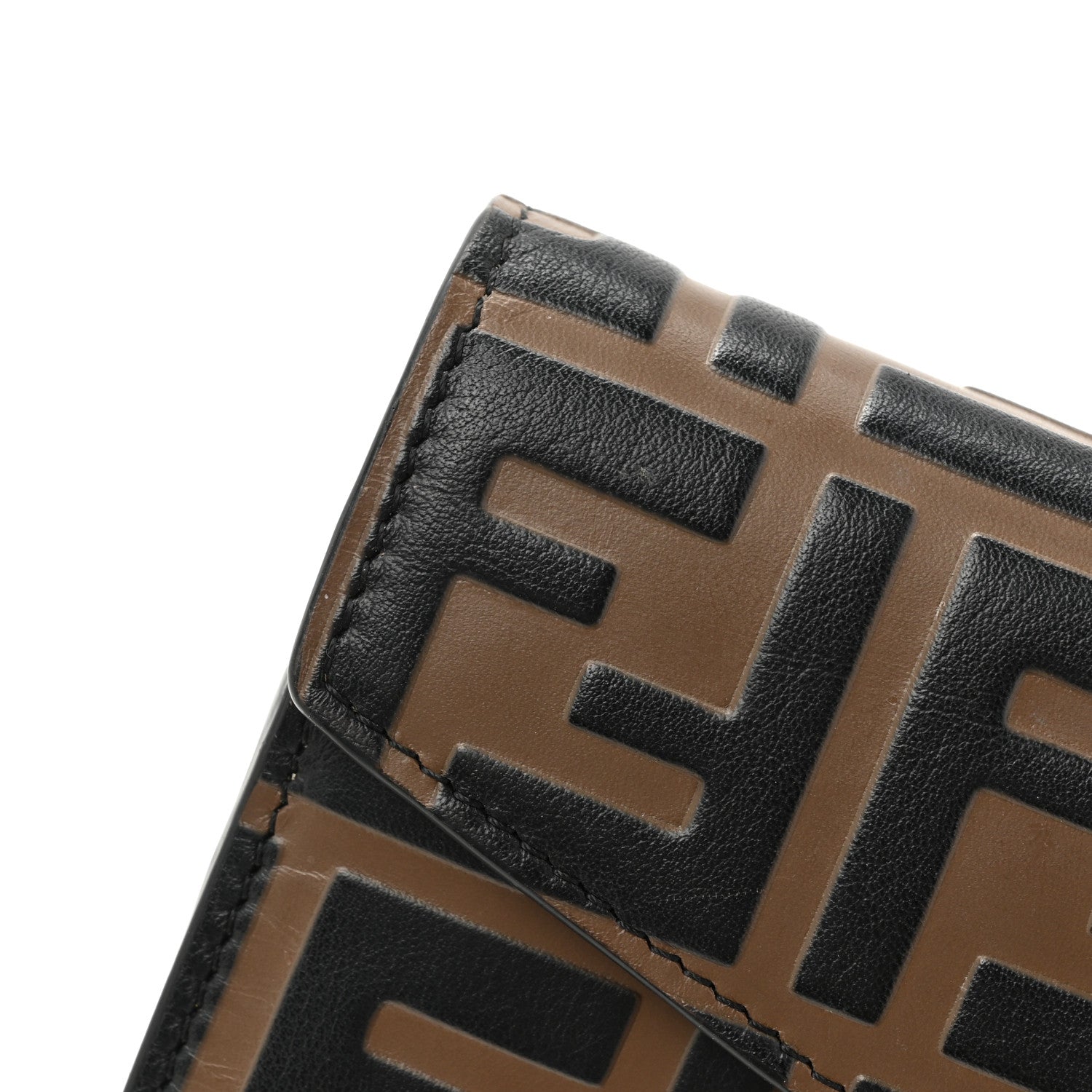 Fendi Vitello Soft F is Fendi Bi-Color FF 1974 Embossed Continental Envelope Wallet Maya Black 13 of 16