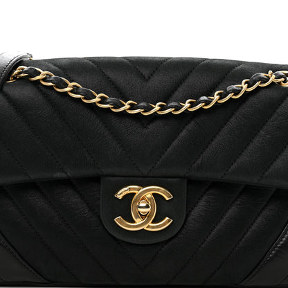 Chanel Suede Lambskin Chevron Quilted Flap Black 5 of 10