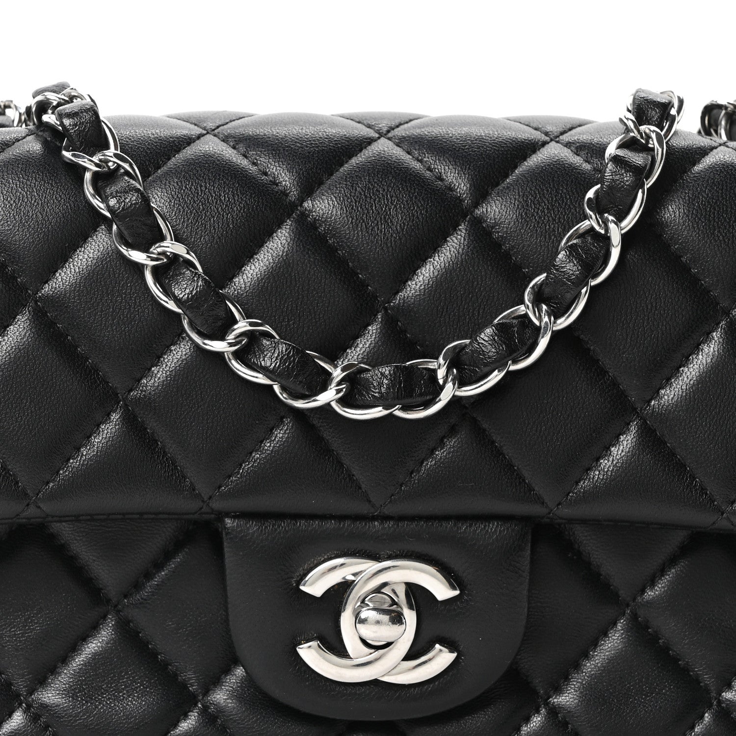 Chanel Lambskin Quilted Mini Rectangular Flap Black 8 of 10
