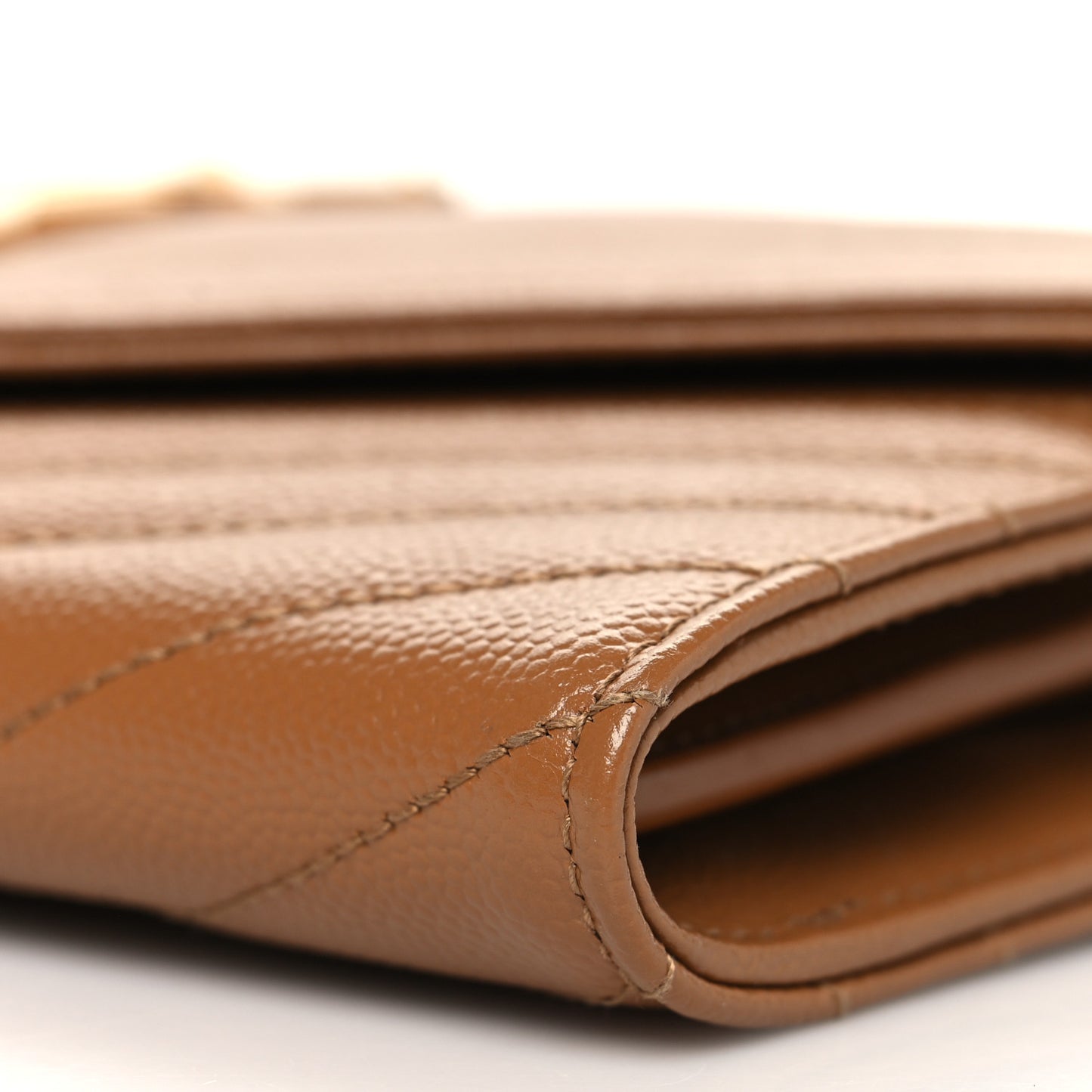 Grain De Poudre Matelasse Chevron Monogram Flap Wallet Dark Natural
